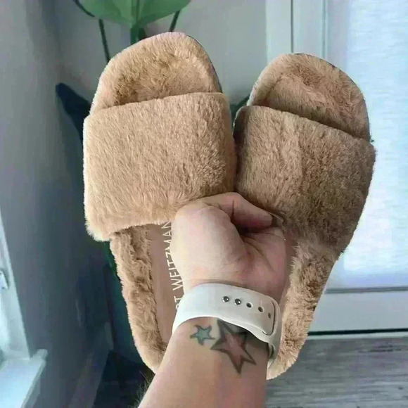 Stuart Weitzman Tan Fuzzy Flats - Picture 12 of 12